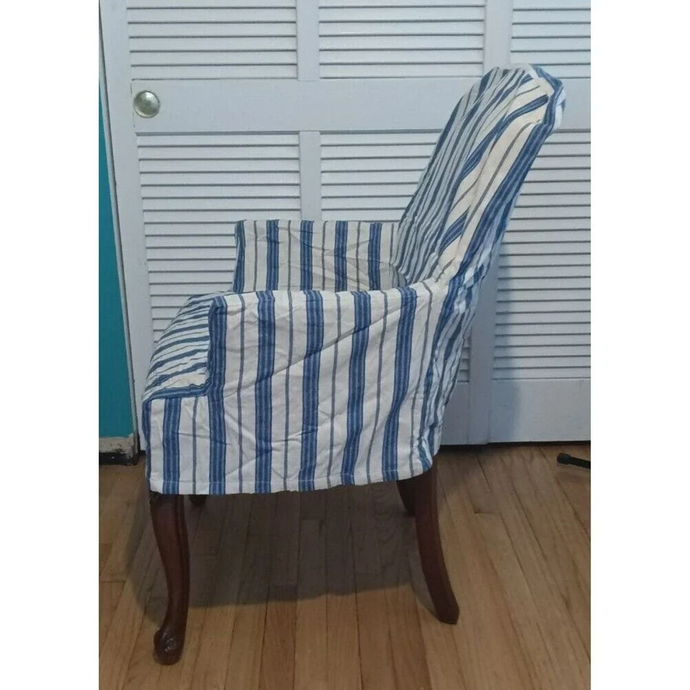 NEW Pottery Barn Armchair Slipcover Linen Oxford Stripe Napa Farmhouse Rare Find